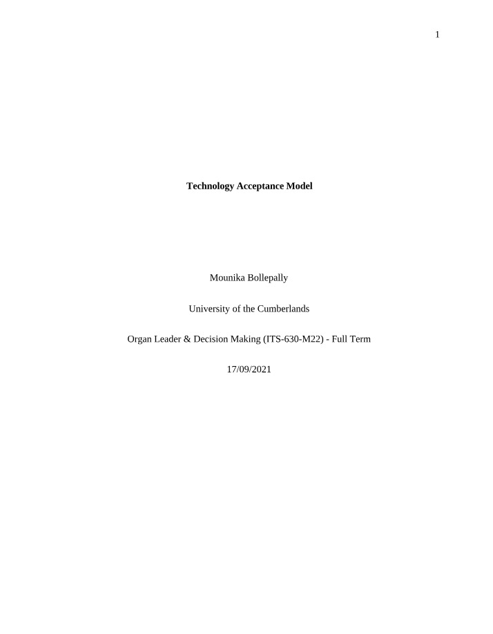 Technology Acceptance Model Overview