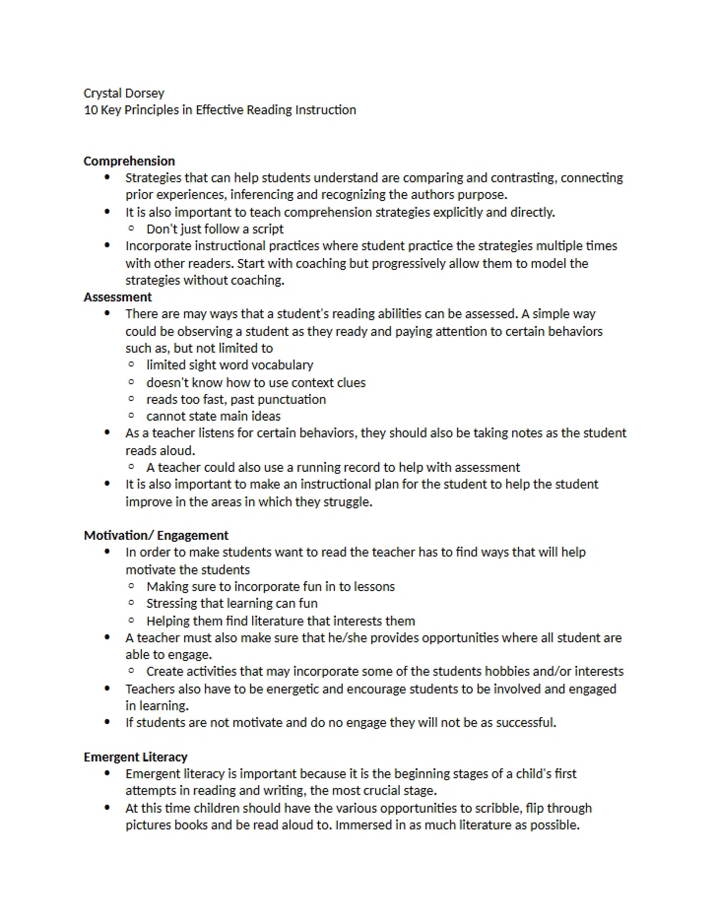 Effective Reading Instruction 10 Principles