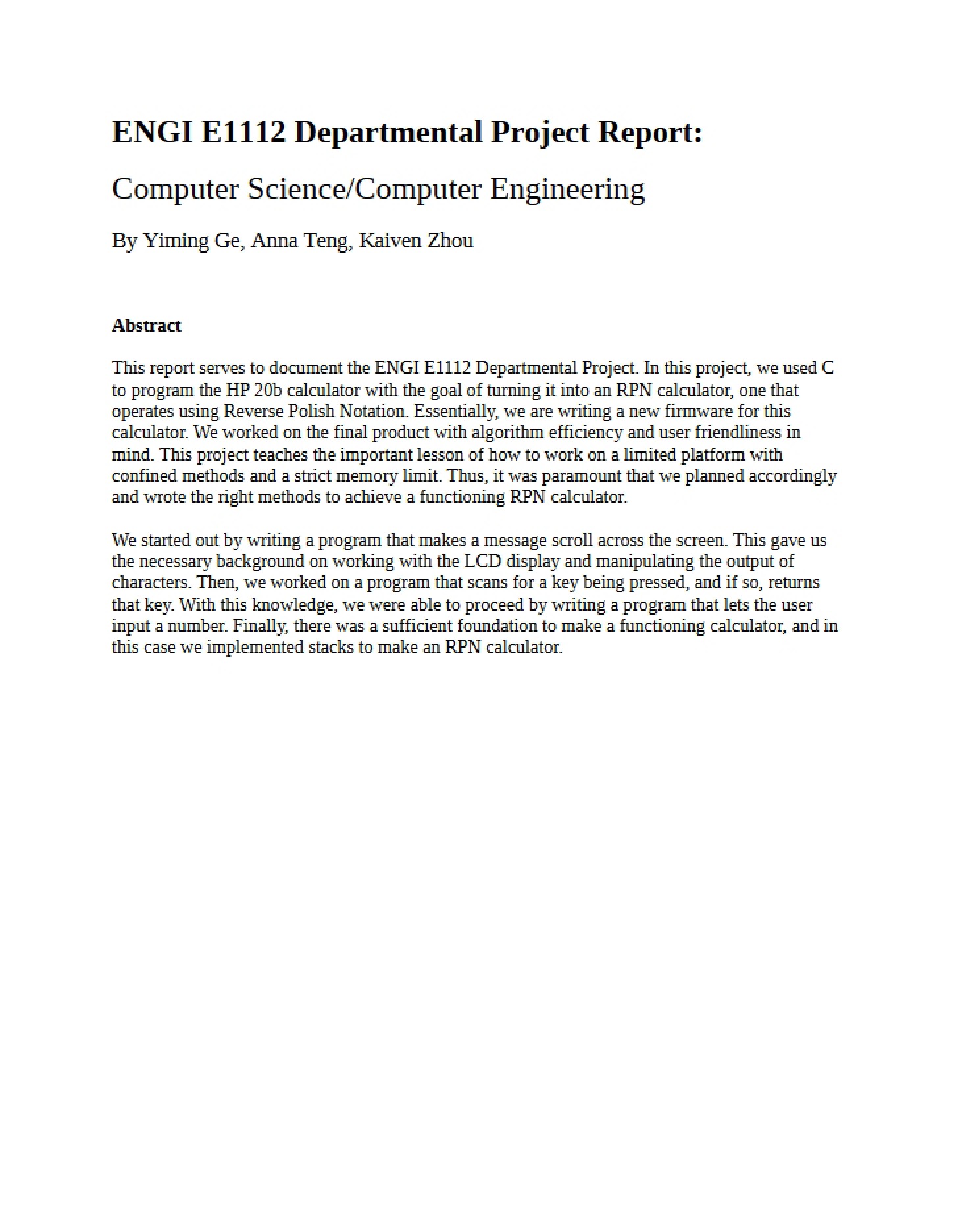 Report of Project