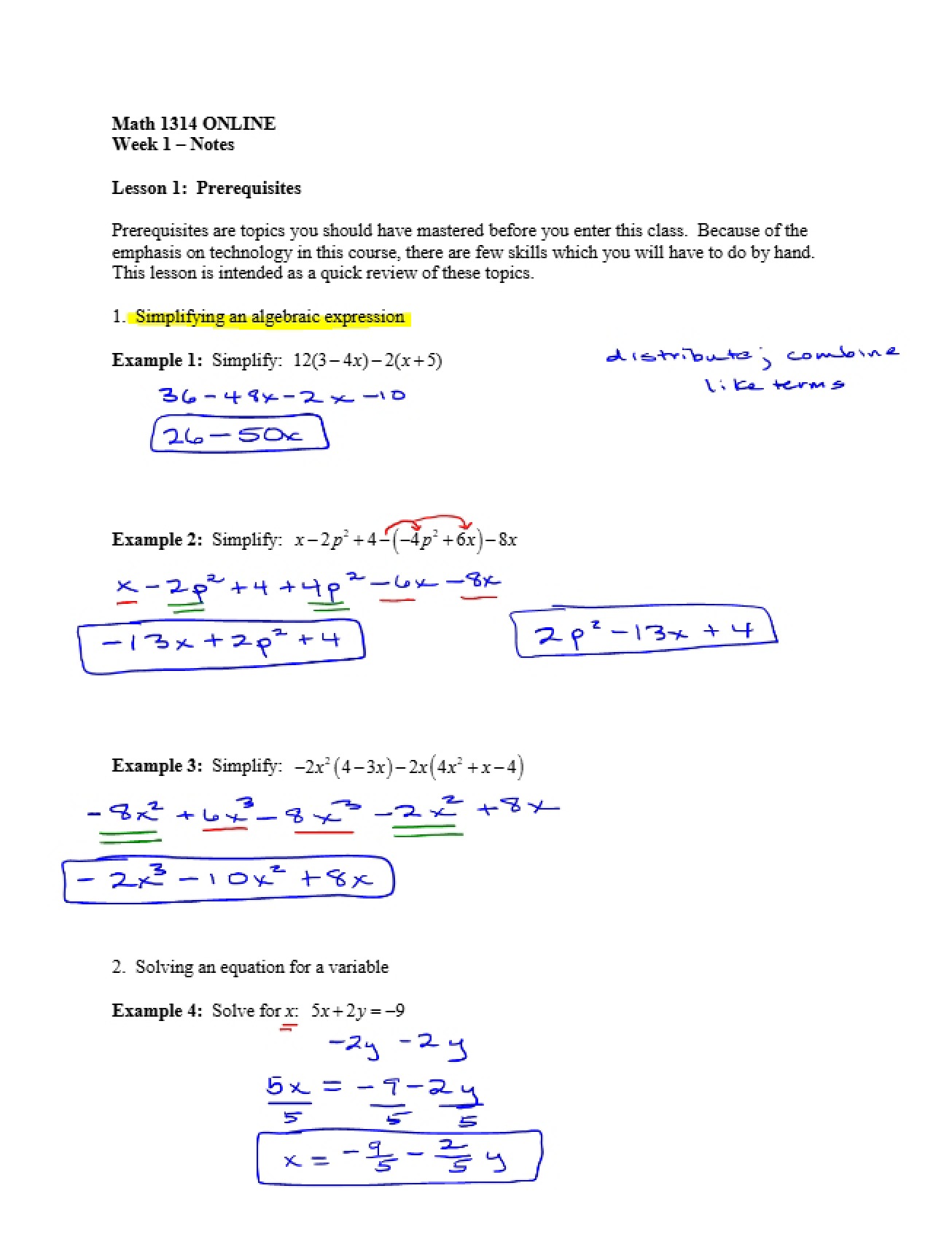 Calc for Business Lecture Materials