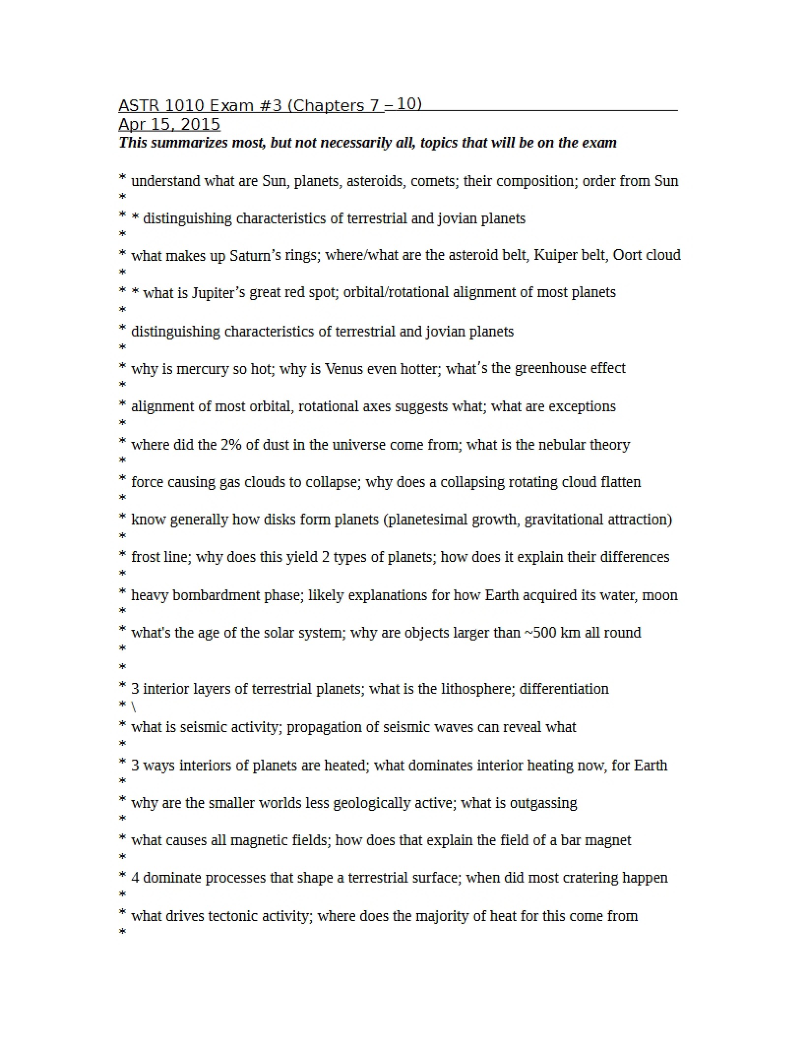 Spring 2015 Review 3