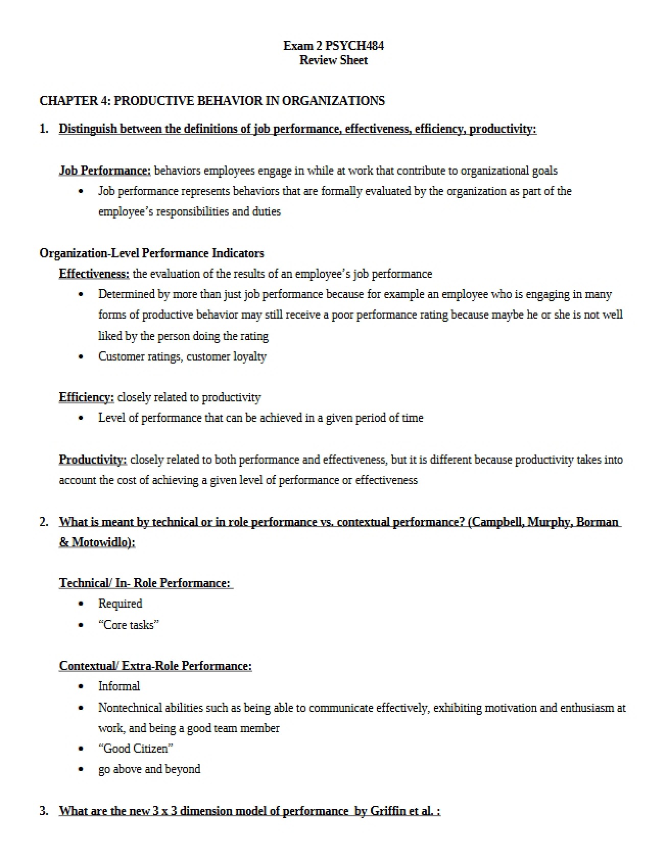 Organizational Productive Behavior (Ch 4)