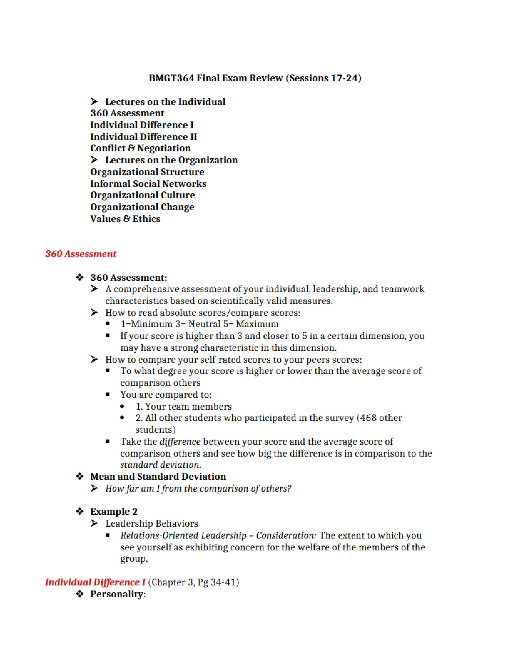 Review for BMGT364 Final
