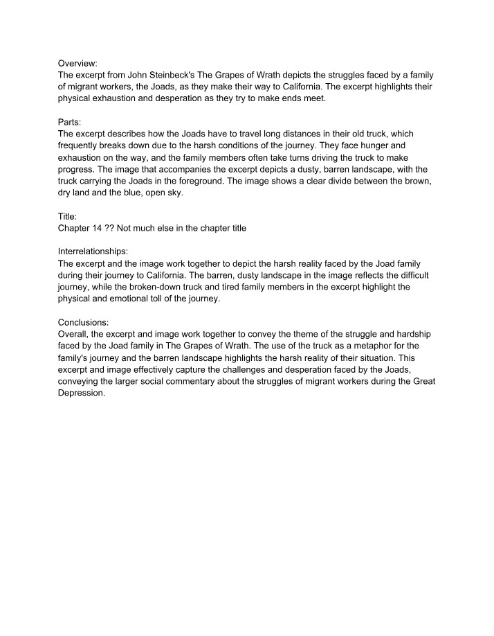 Analysis of The Grapes of Wrath Chapter 14 Excerpt