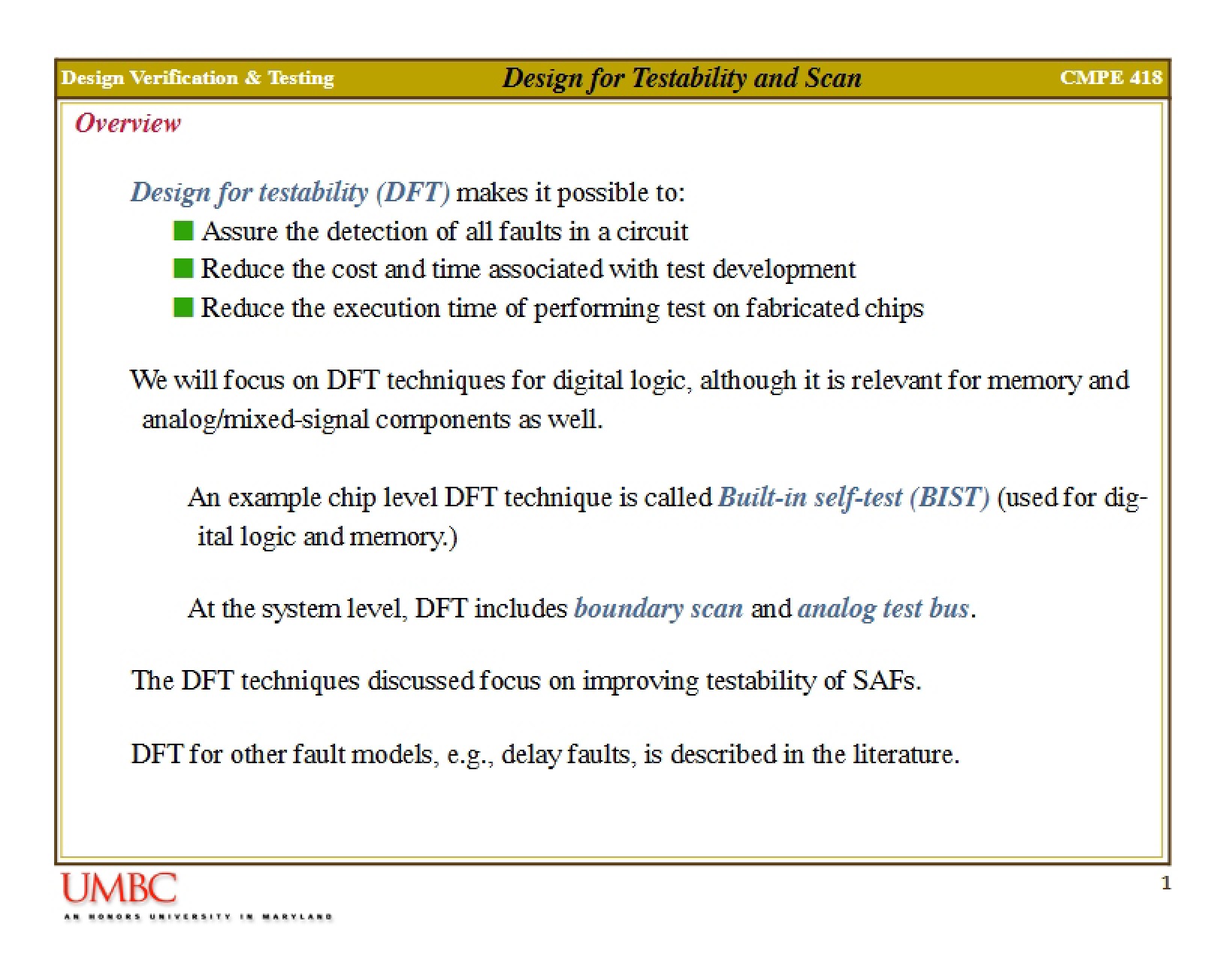 Scan and Design for Testability