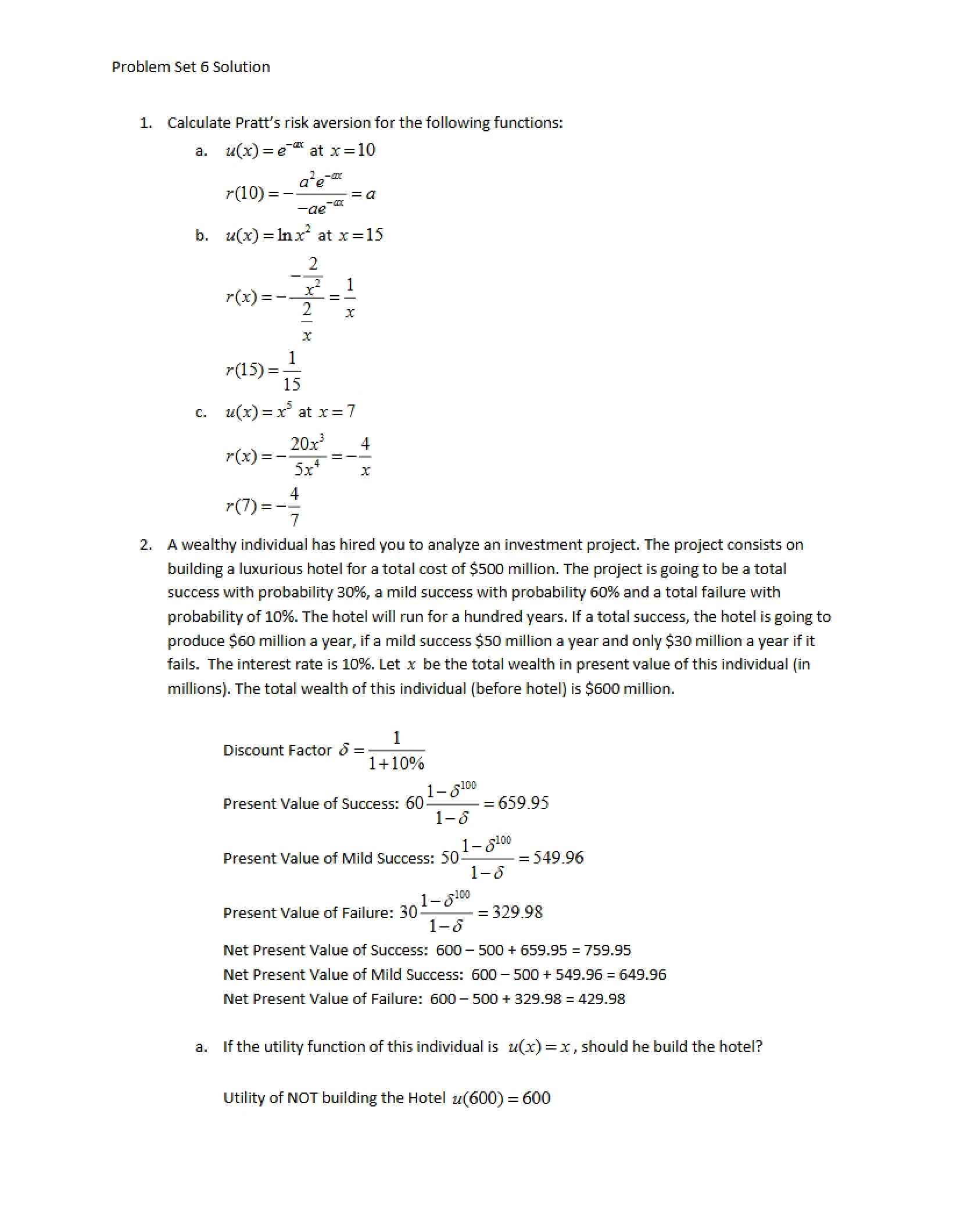 Problem Set 6 Solutions