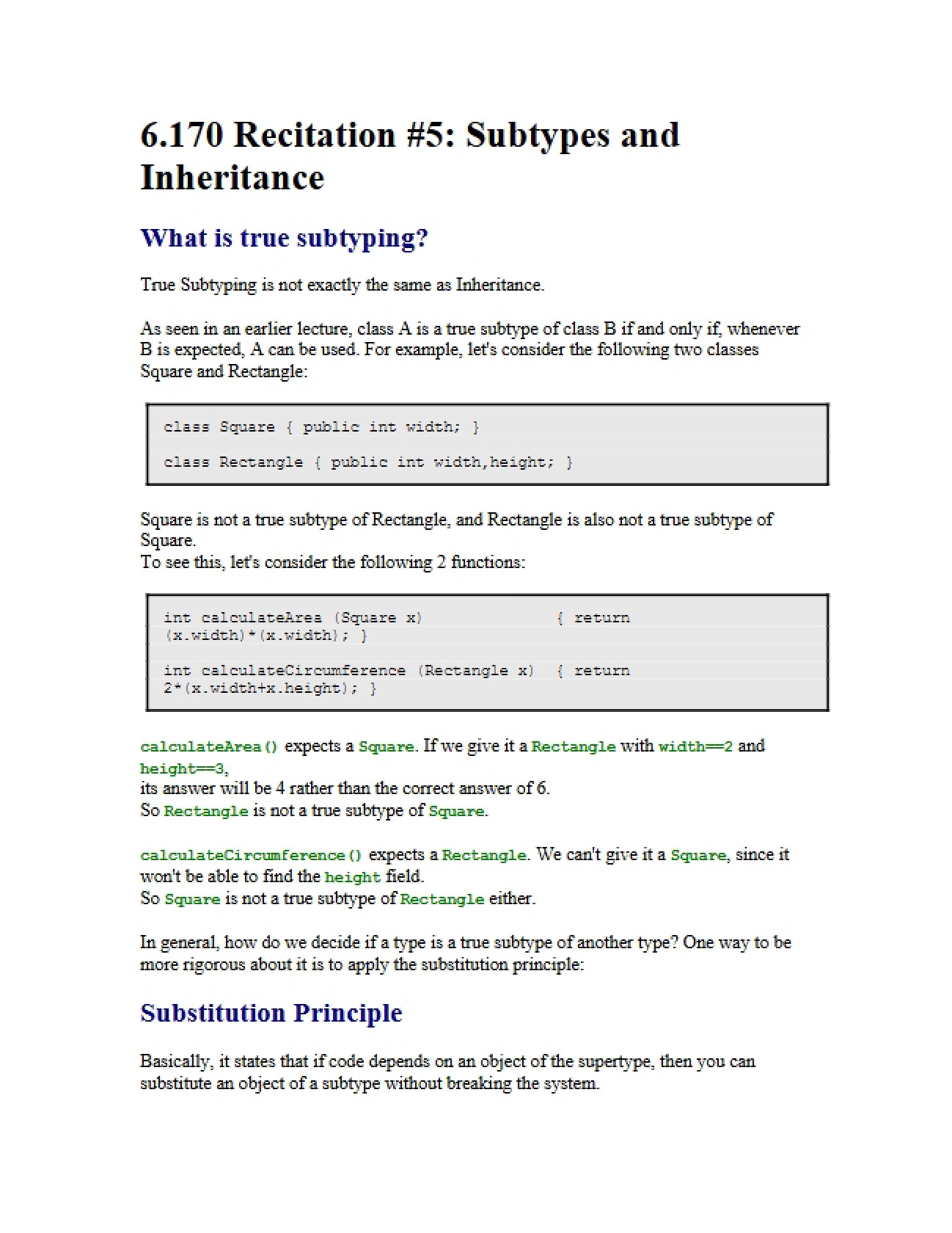Inheritance and Subtypes