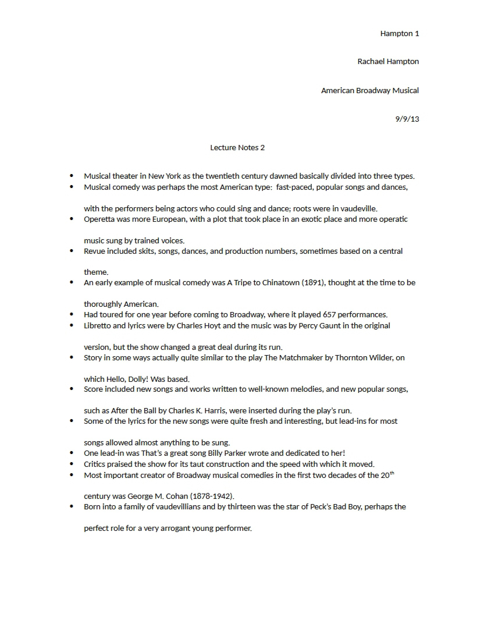 Second Lecture Notes