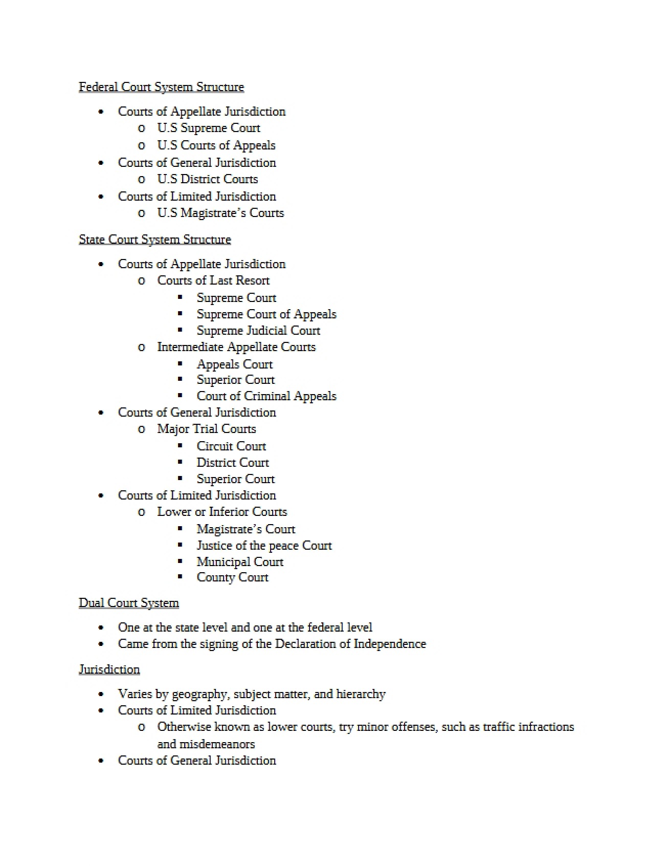 Structure of Federal Court System