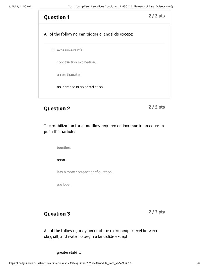 Young-Earth Landslides Quiz Conclusion