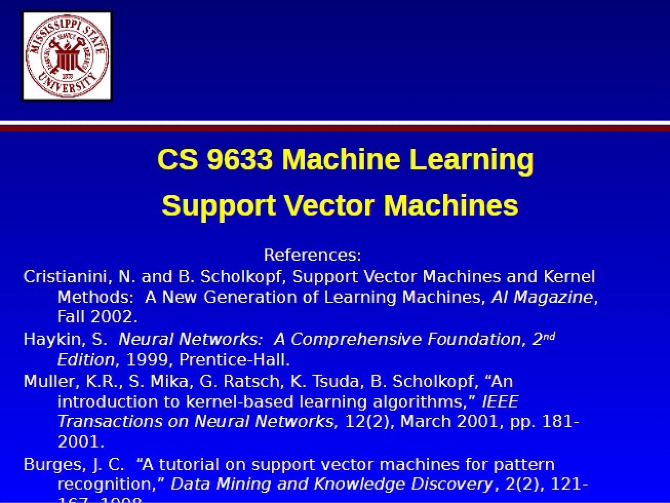 Vector Machines (Support)