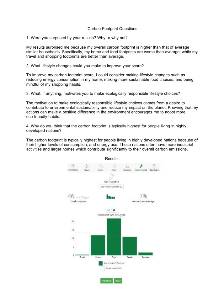 Questions on Carbon Footprint