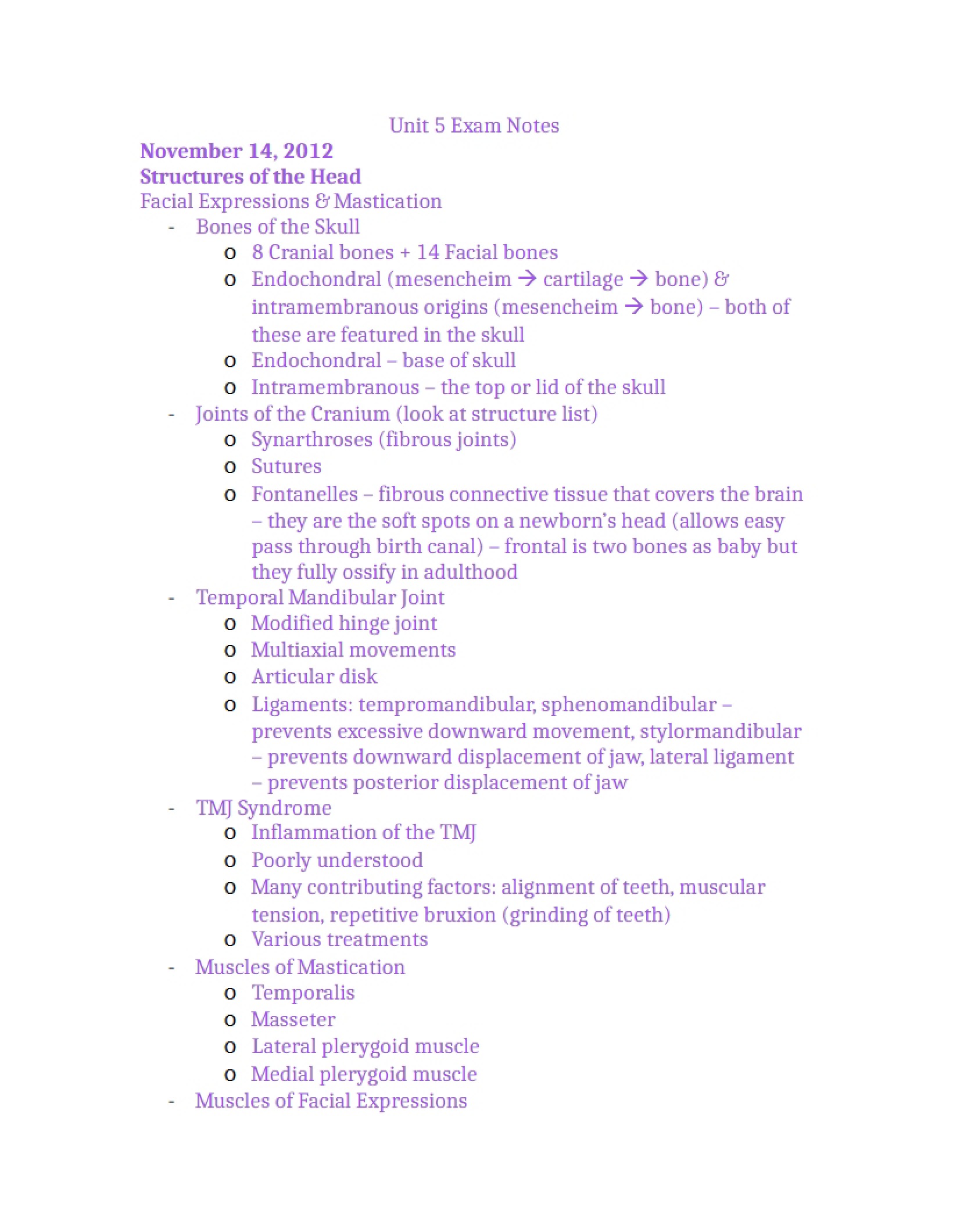 Lecture Annotations Exam Five