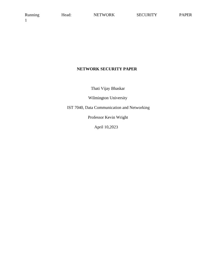 Paper on Network Security