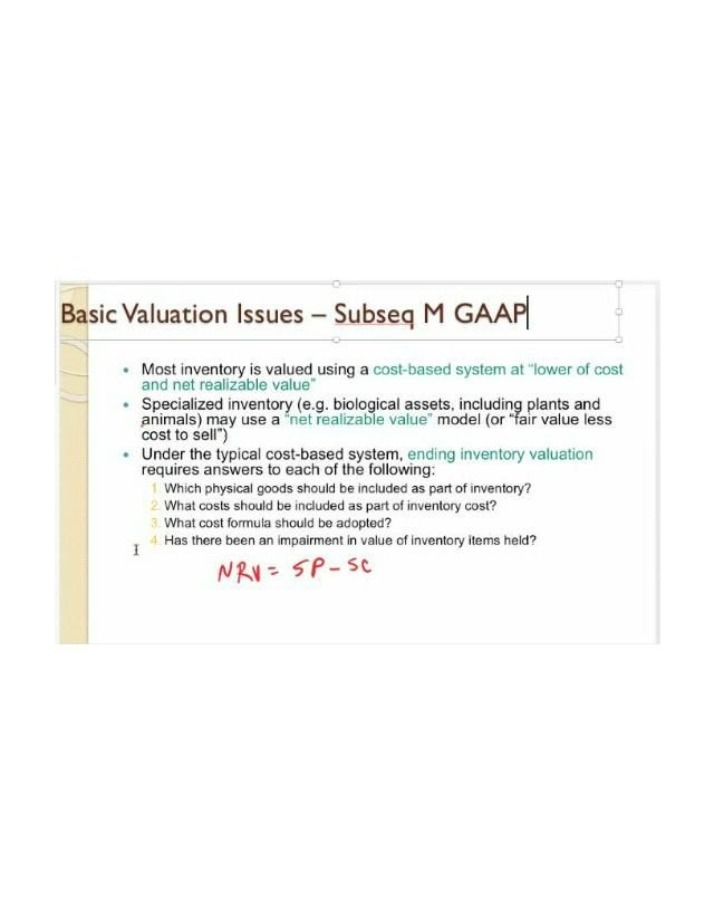 Subsequent GAAP Valuation Issues