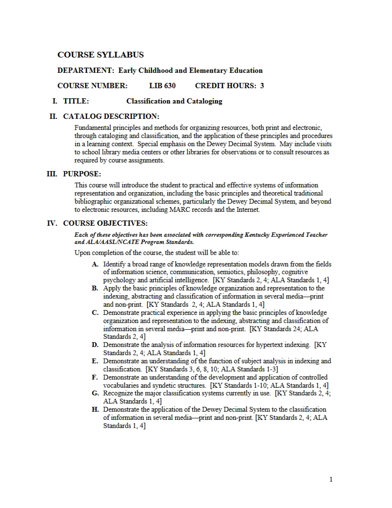 Syllabus - 3 Pages