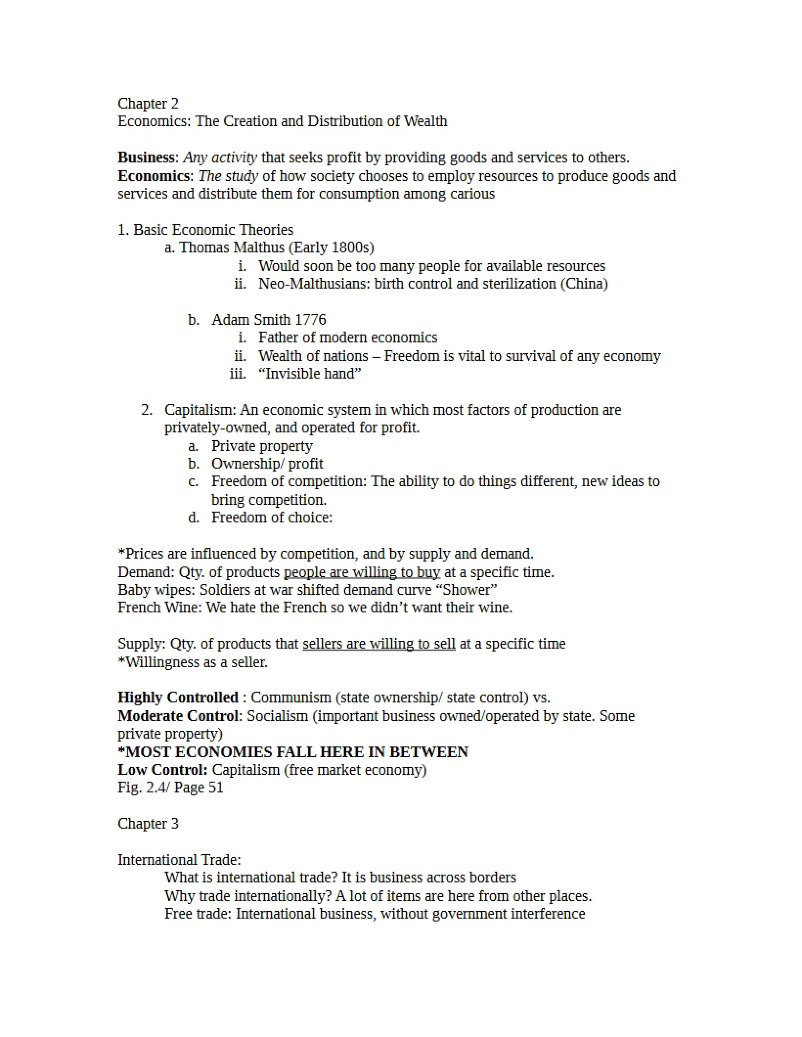 Study Guide for Test One