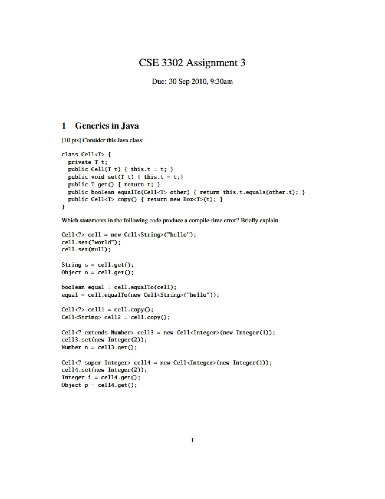 Assignment Three CSE 3302