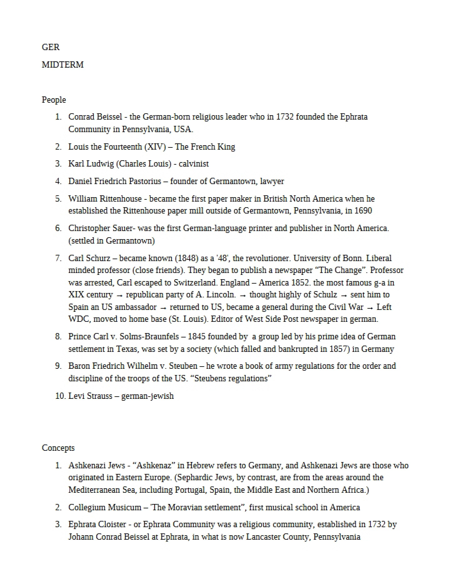 Midterm Examination Study Materials