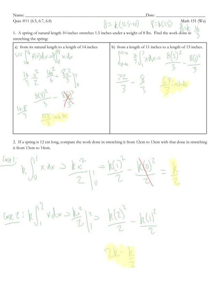 Solutions for Centroid and Work Problems