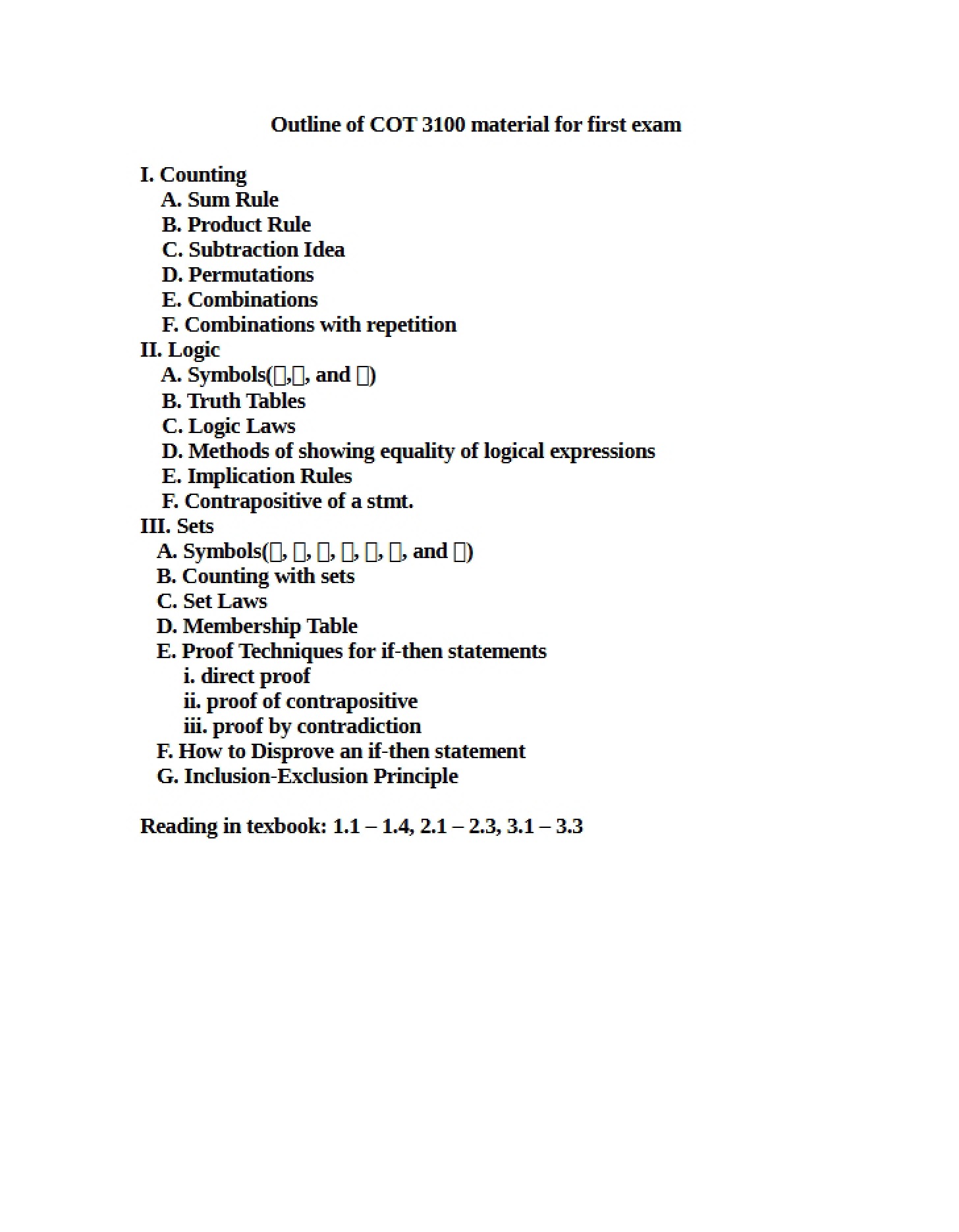 Lecture Notes (COT 3100)