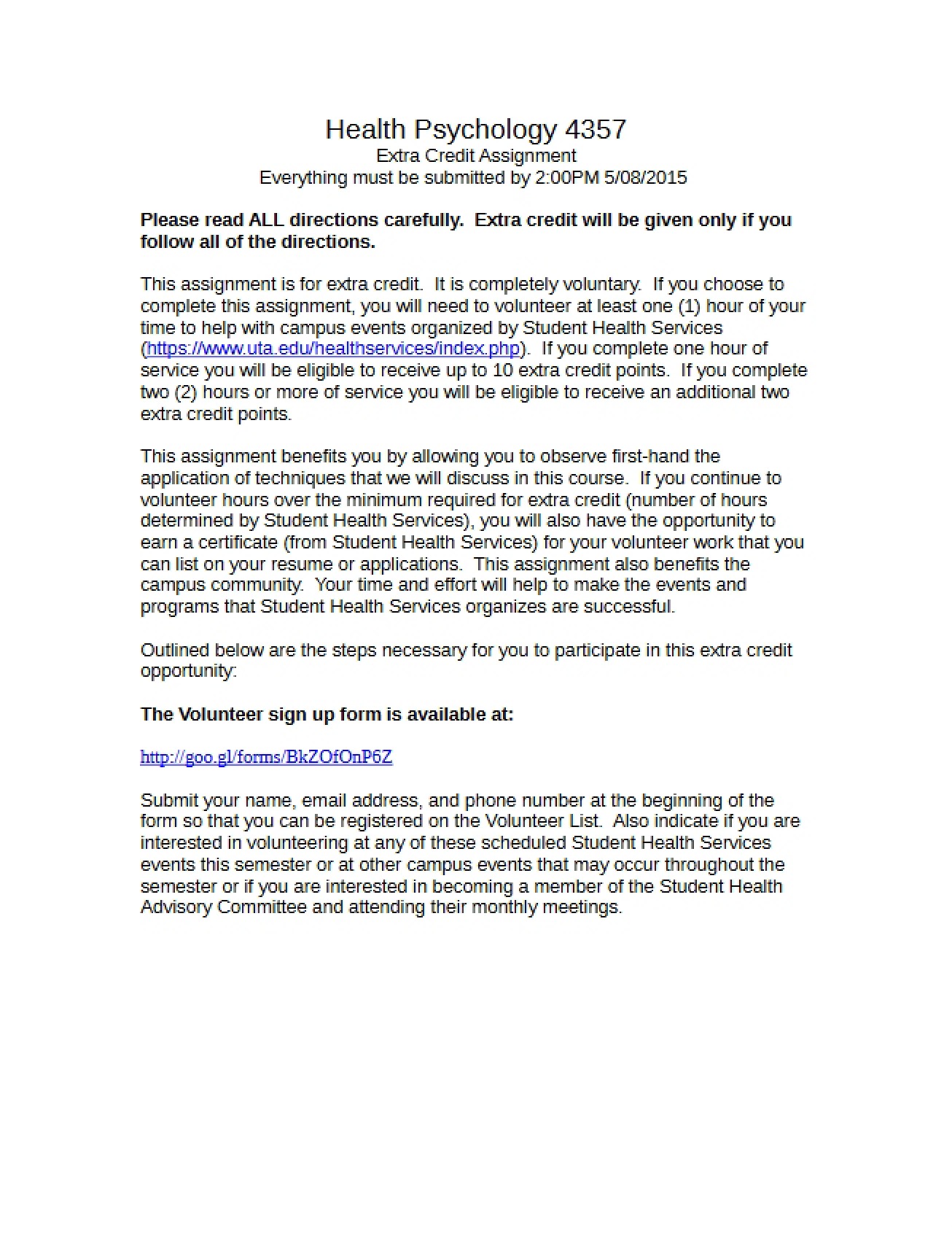 Service Learning in Health Psychology