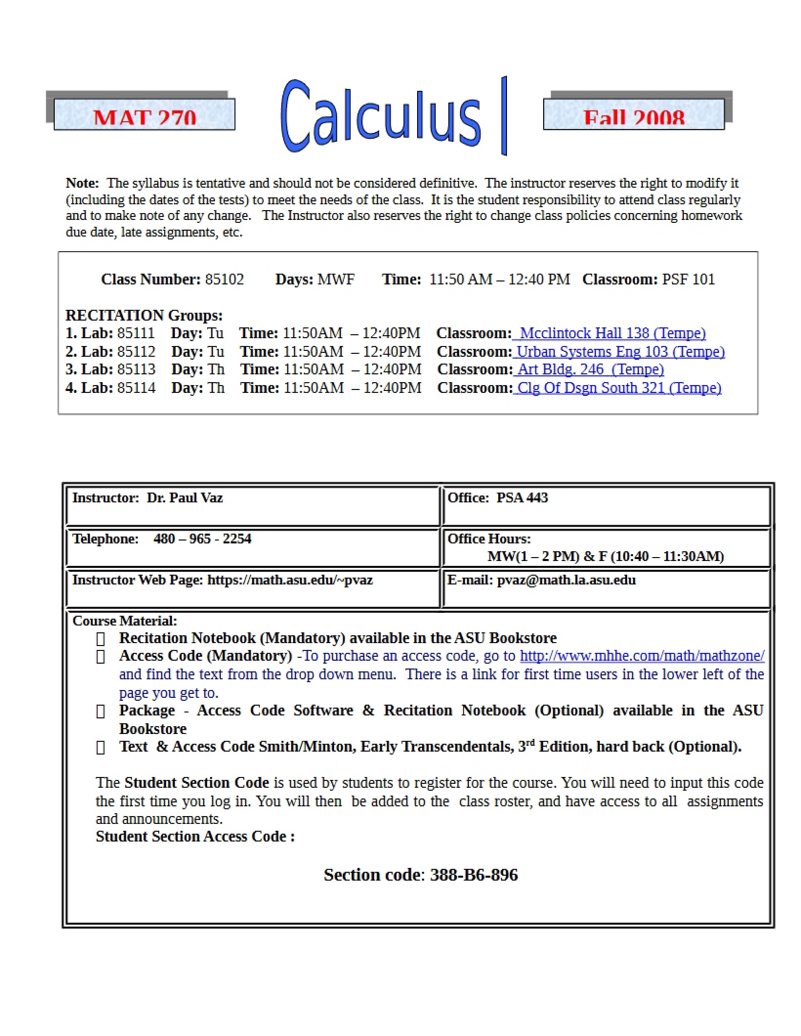 Analytic Geometry Course Outline