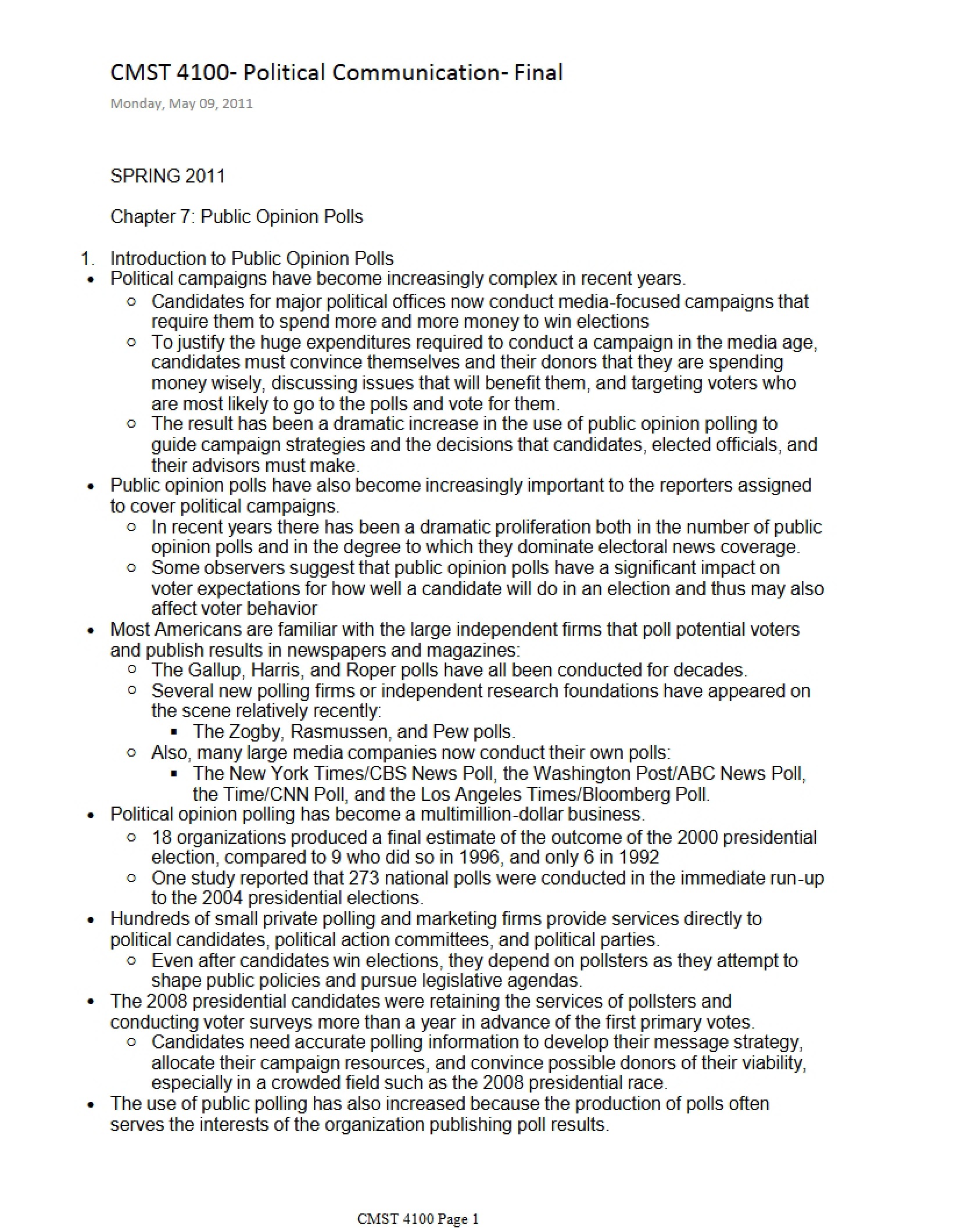 Public Opinion Polls (Chapter 7)
