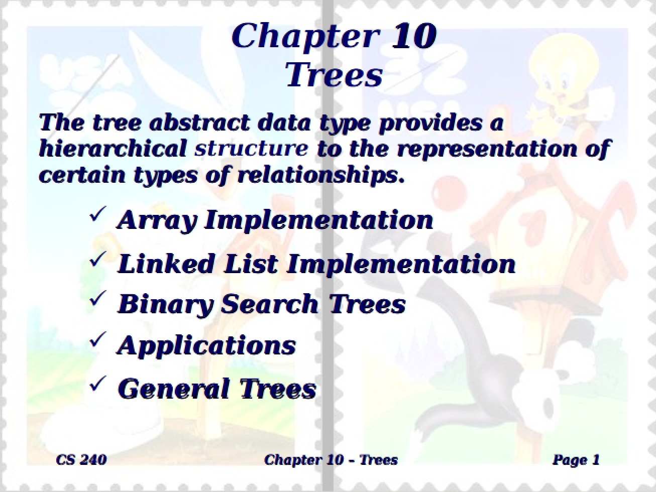 Data Structures Chapter Ten - Trees