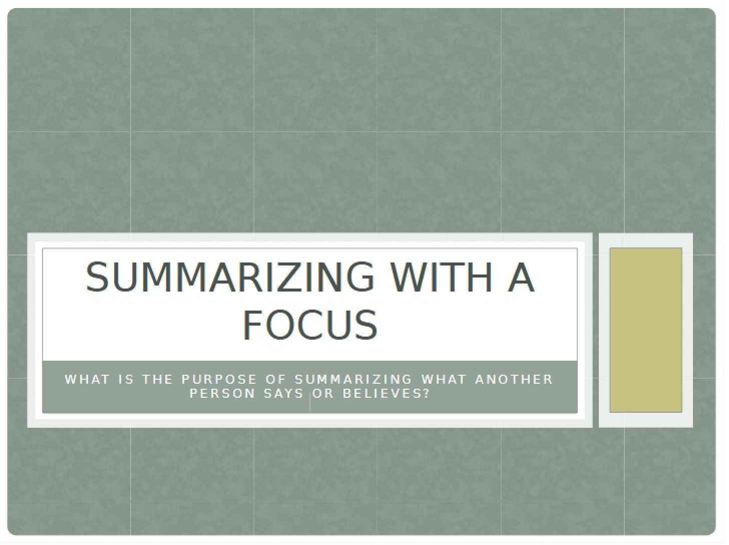 Focused Summarization