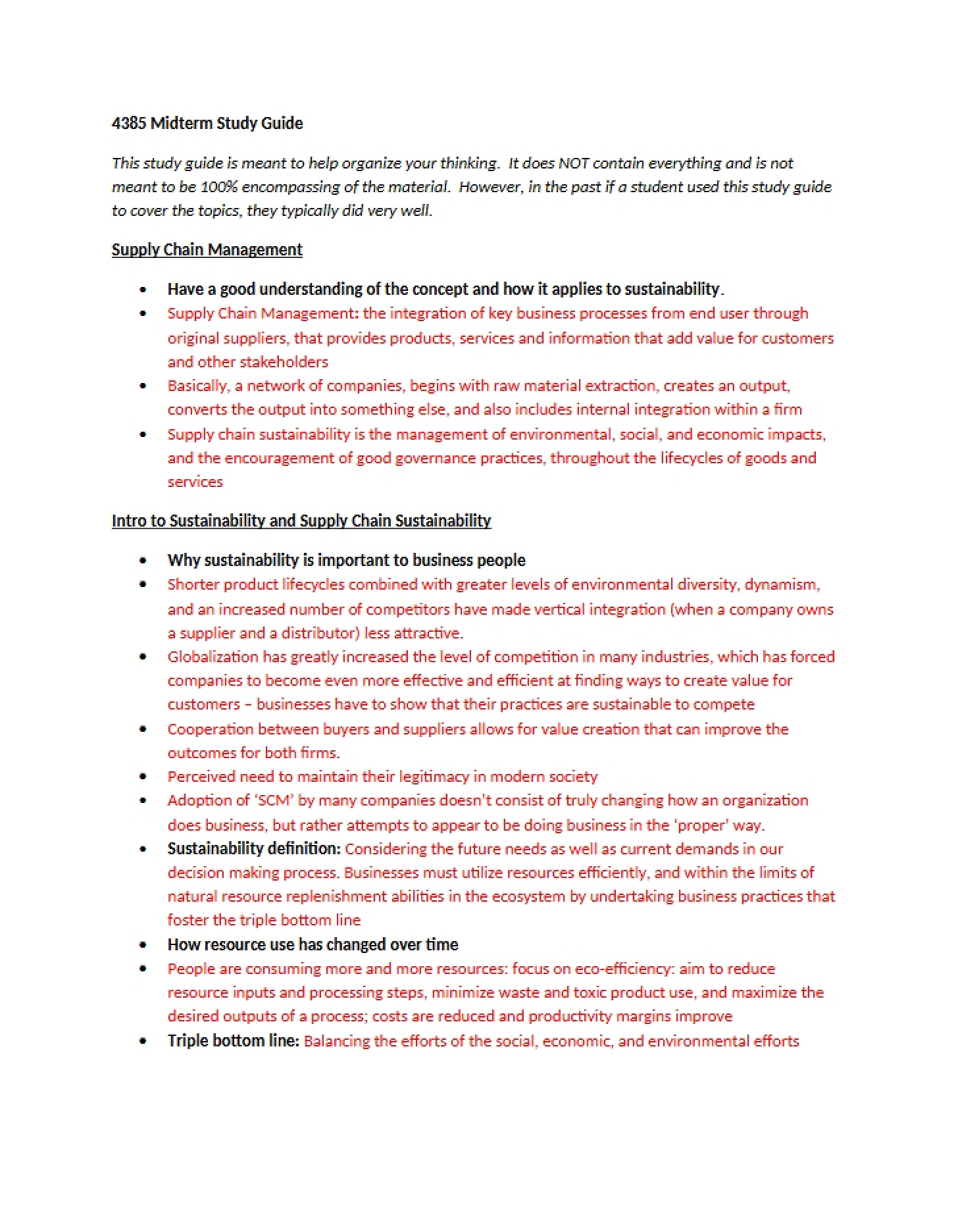 Guide for Midterm Prep