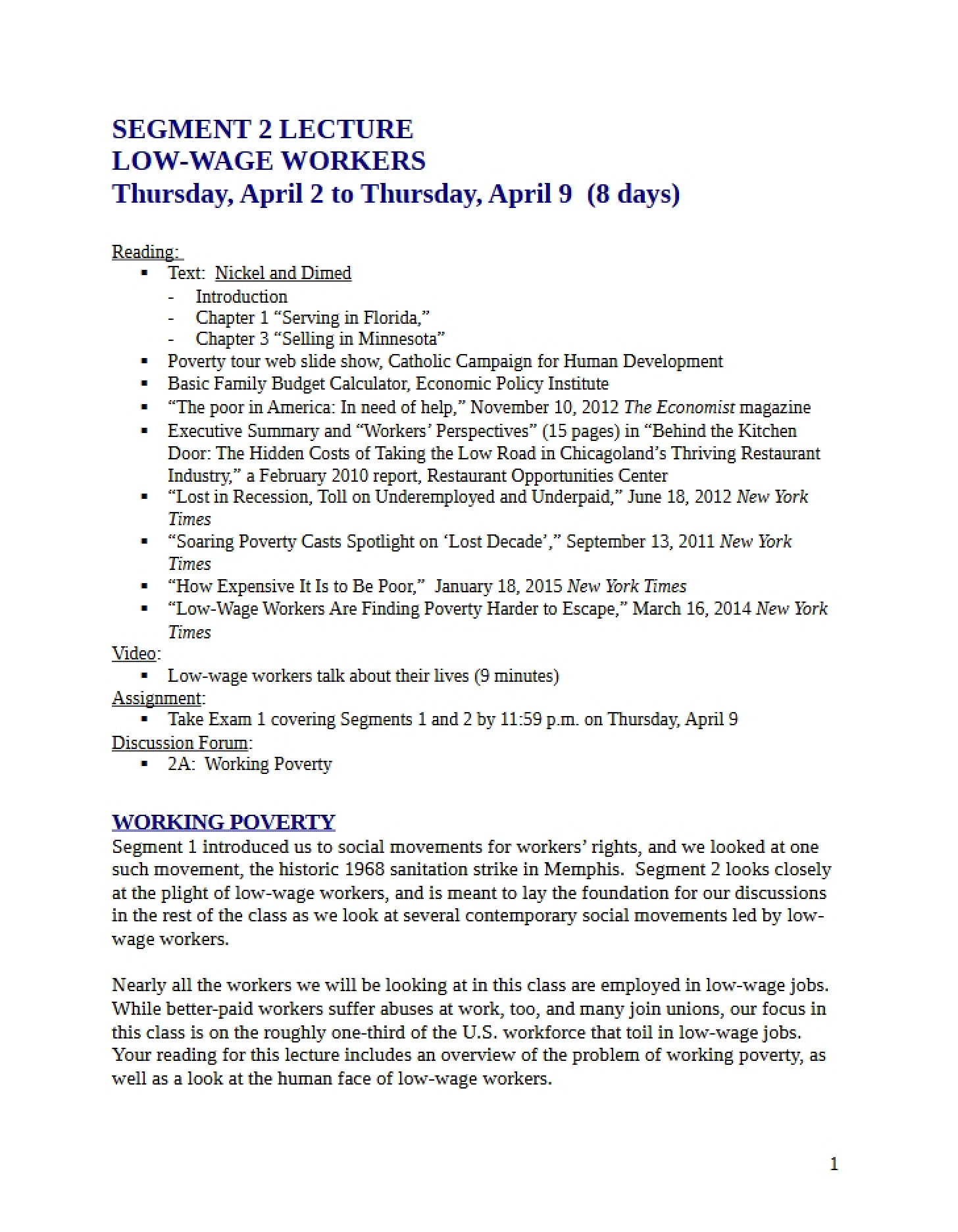 Low Wage Workers Lecture 2