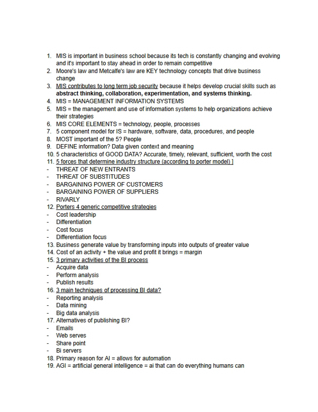 Study Document for Computer Information Systems