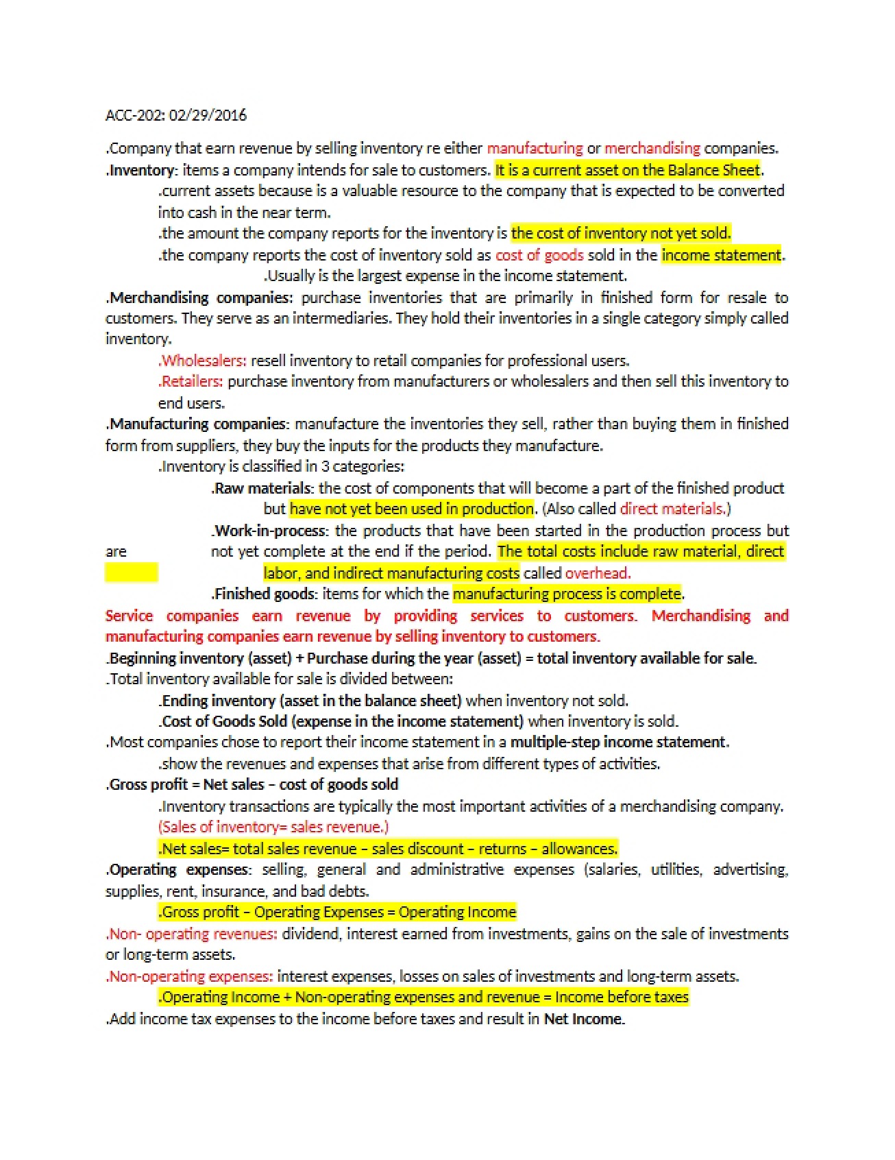 Financial Accounting Notes