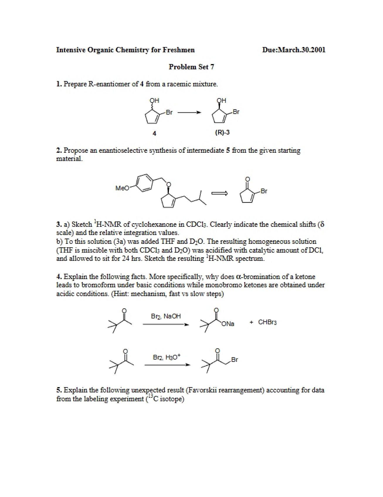 Seventh Problem Set