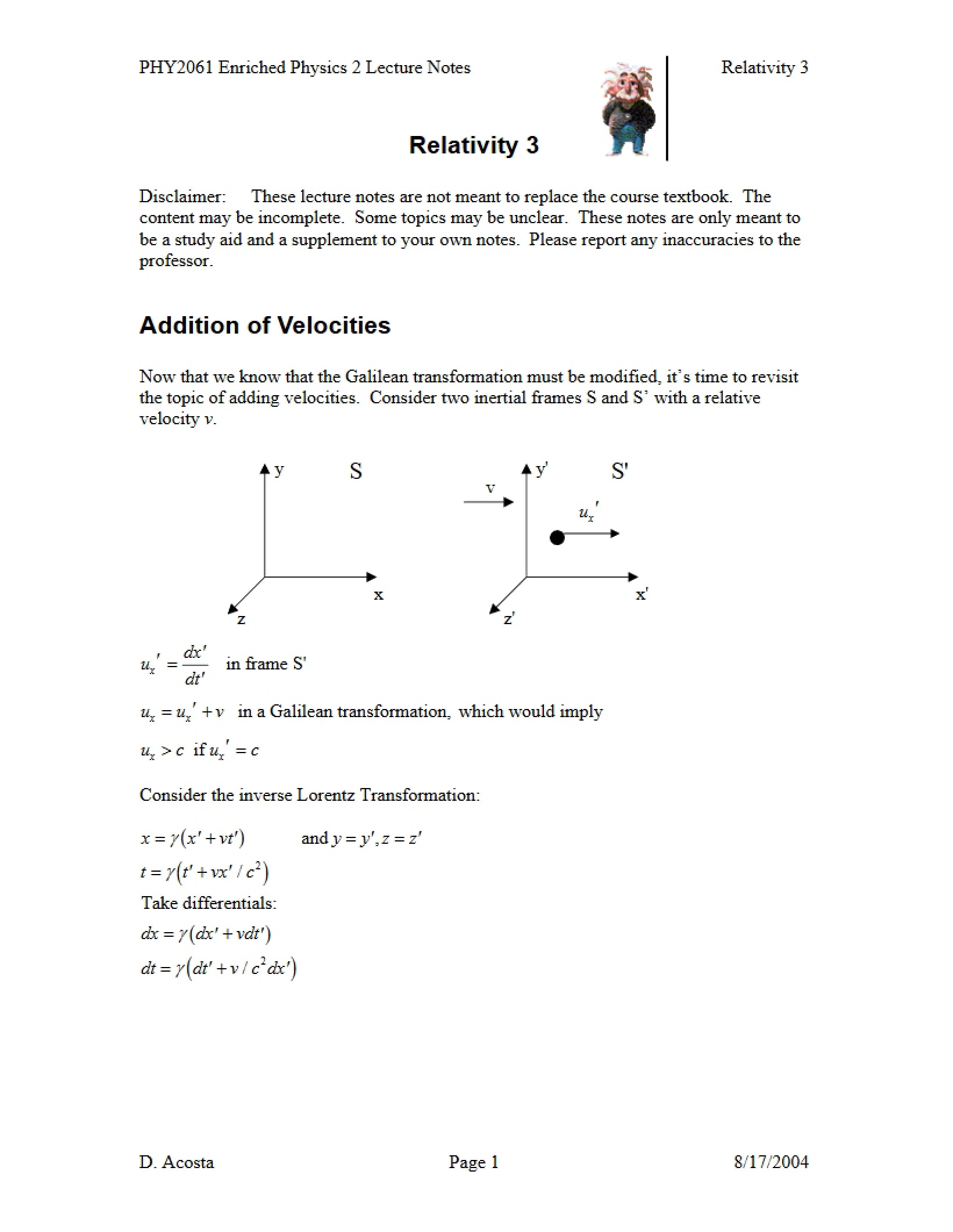 Third Relativity Lecture