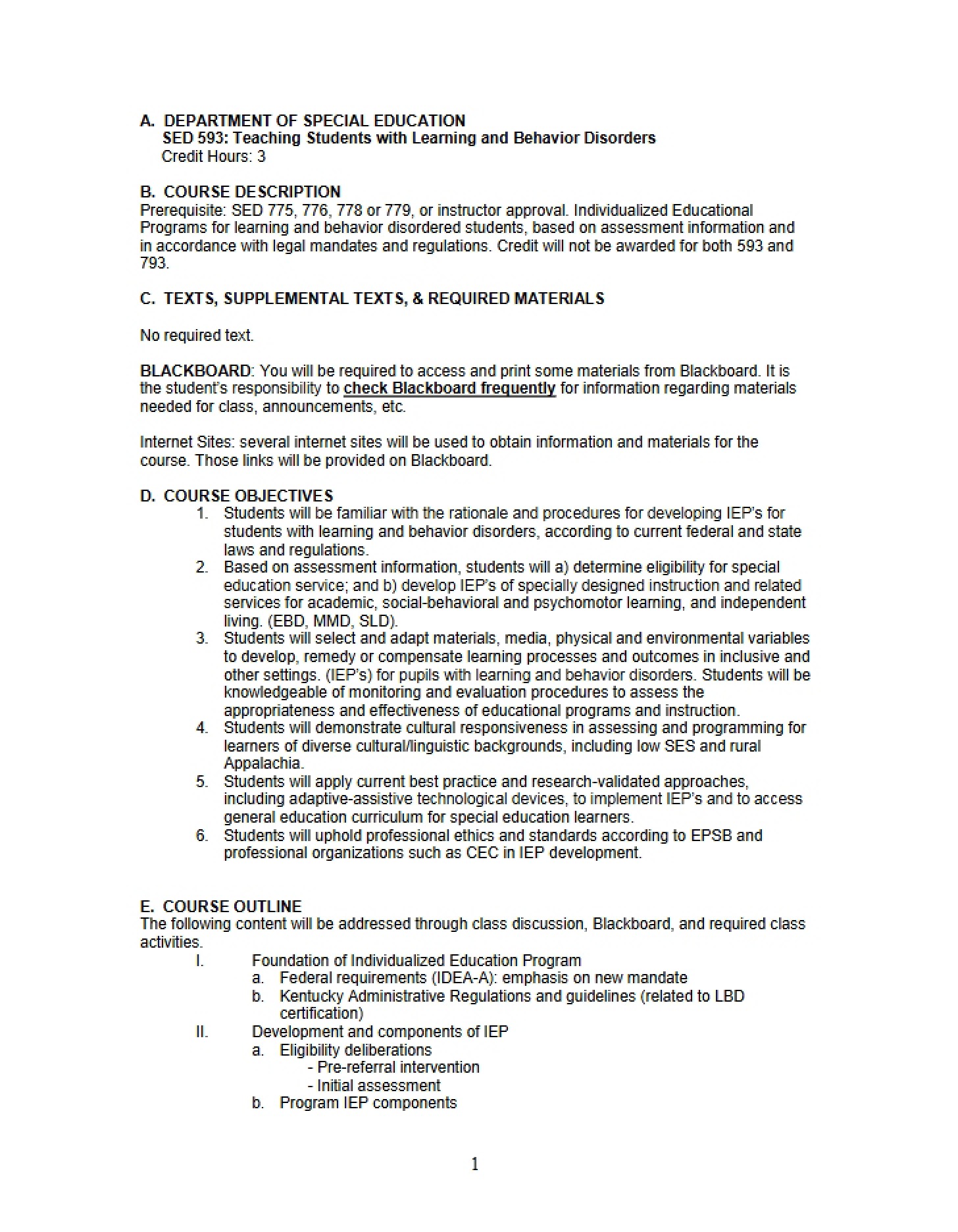 Syllabus for SED 593