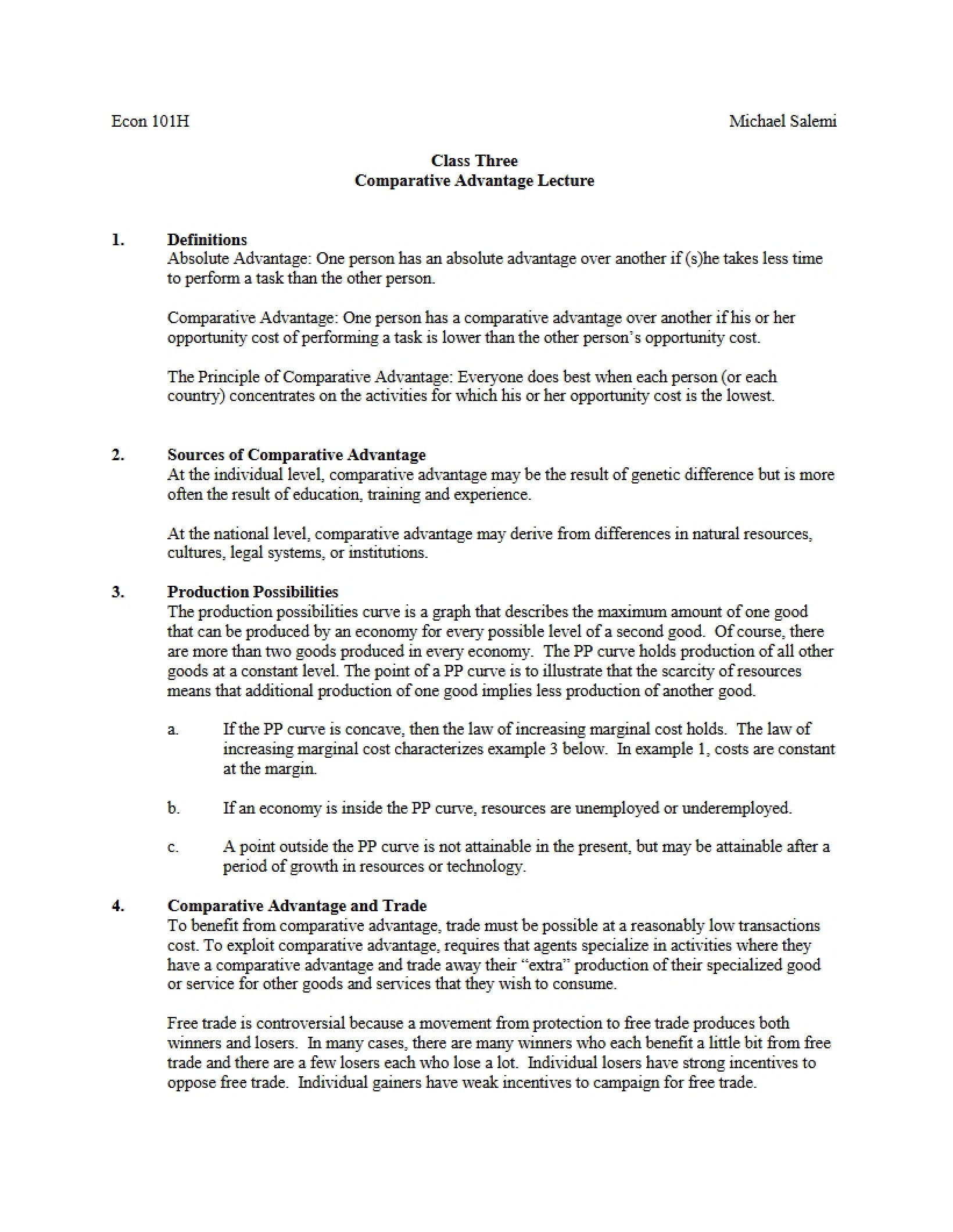 Comparative Advantage (Class 3)