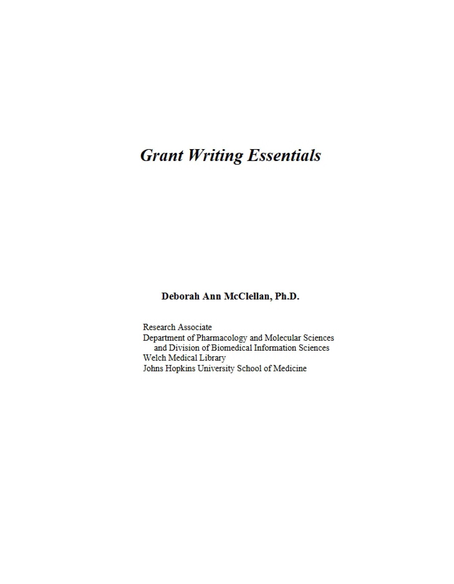 Fundamentals of Grant Writing