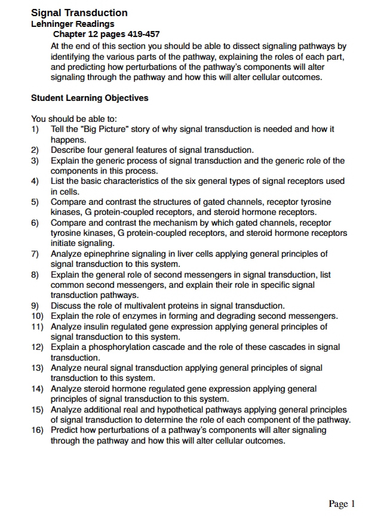 Signaling Outline Lectures 6-7