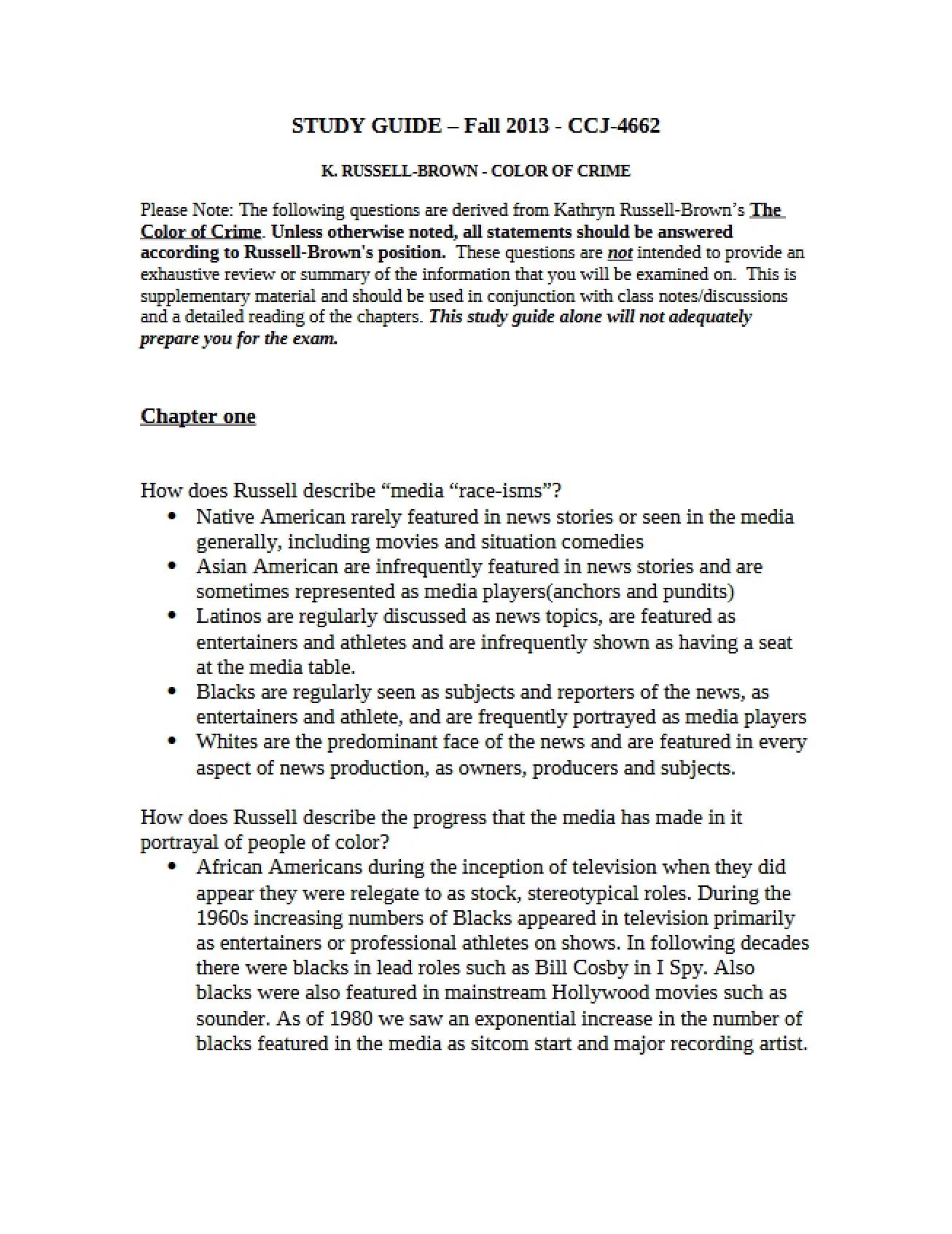 Fourth Set of Study Guide Materials