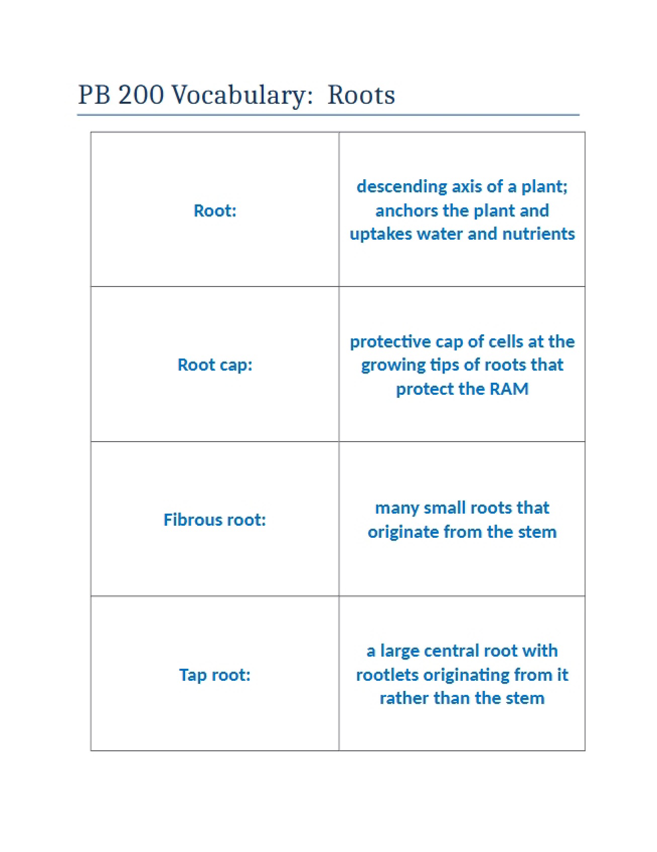 Roots Vocabulary (July 8, 2011)