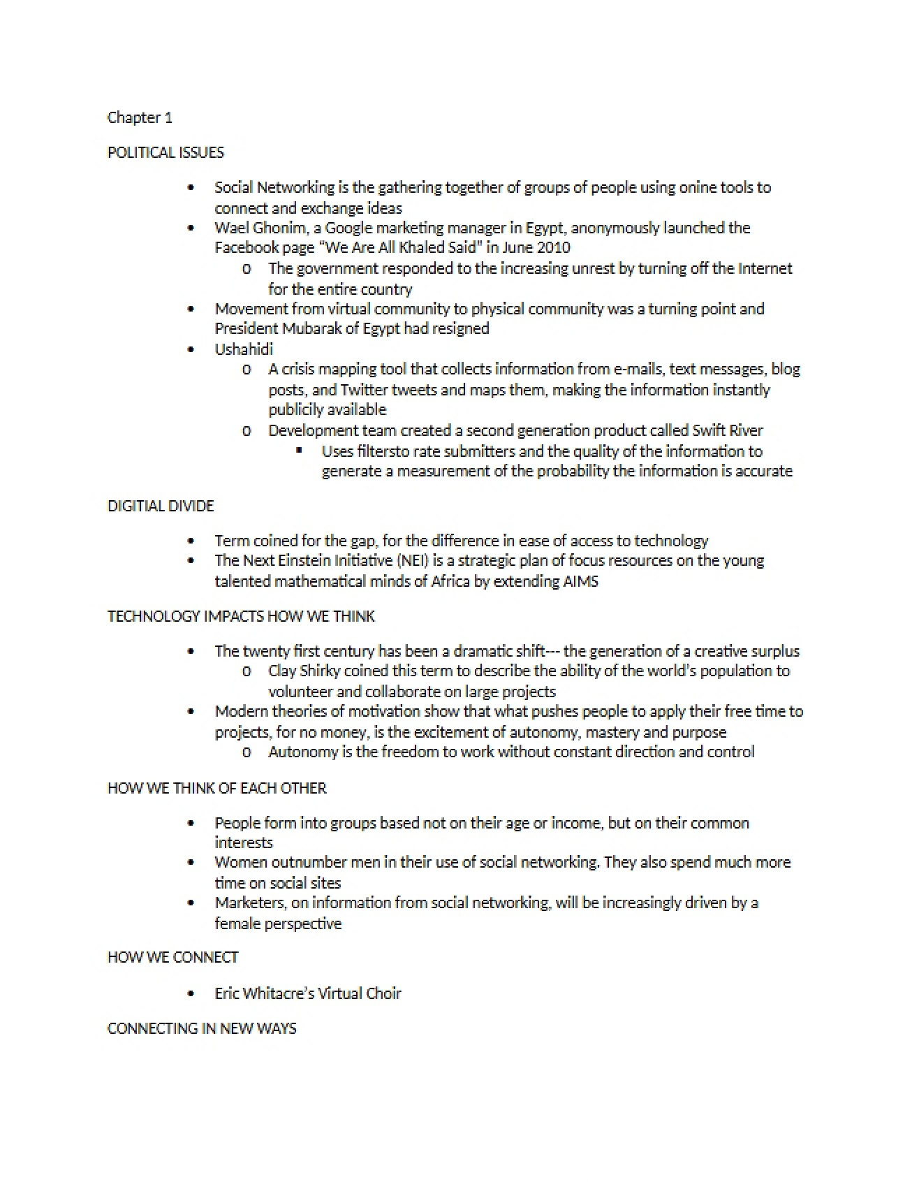 Political Issues Discussed in Chapter 1