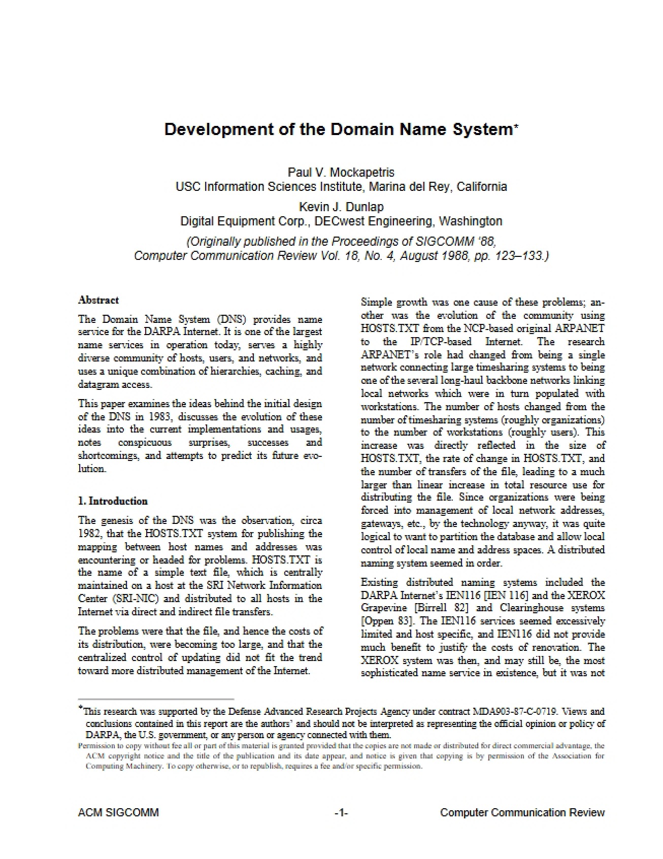 Domain Name System Development