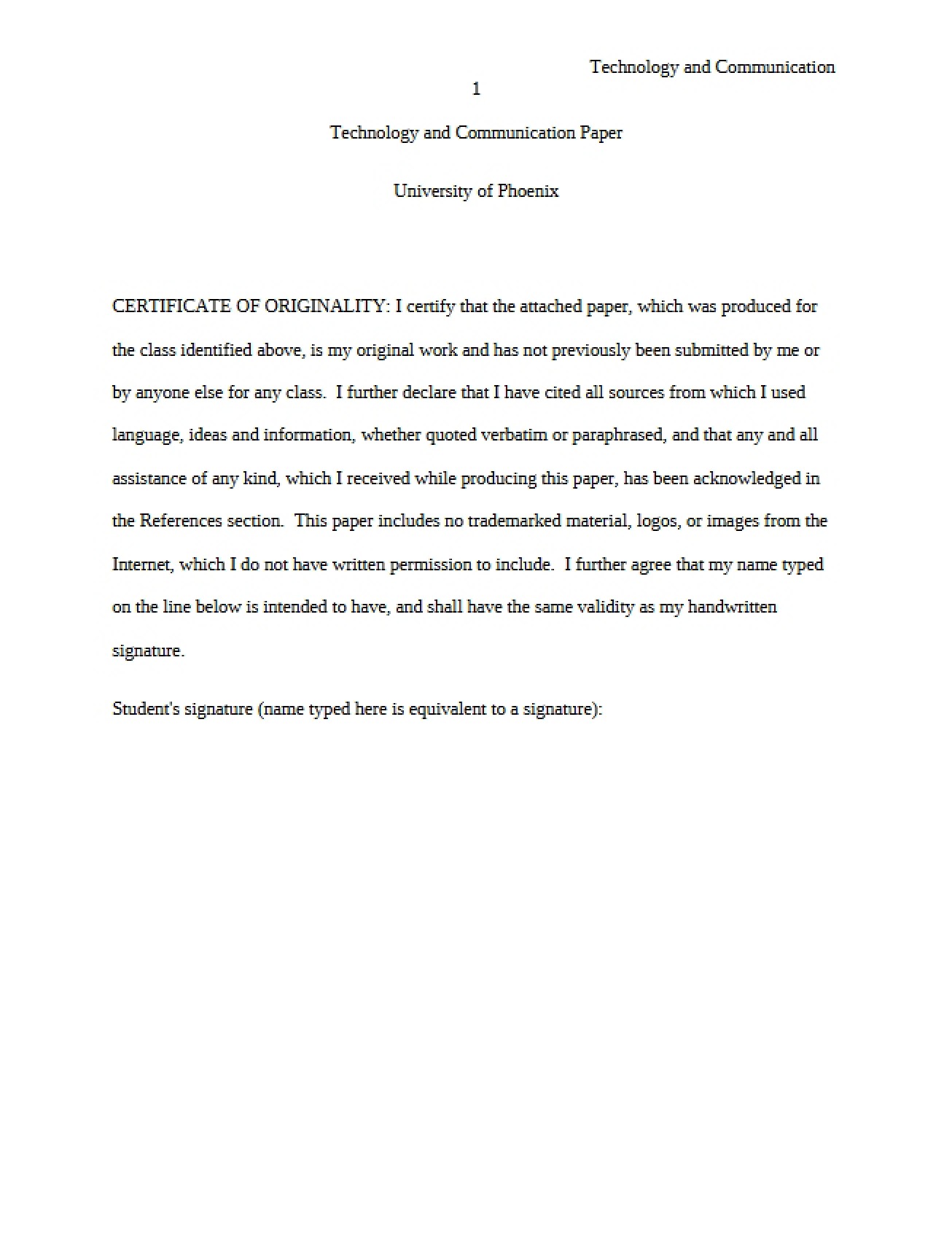Paper on Technology and Communication
