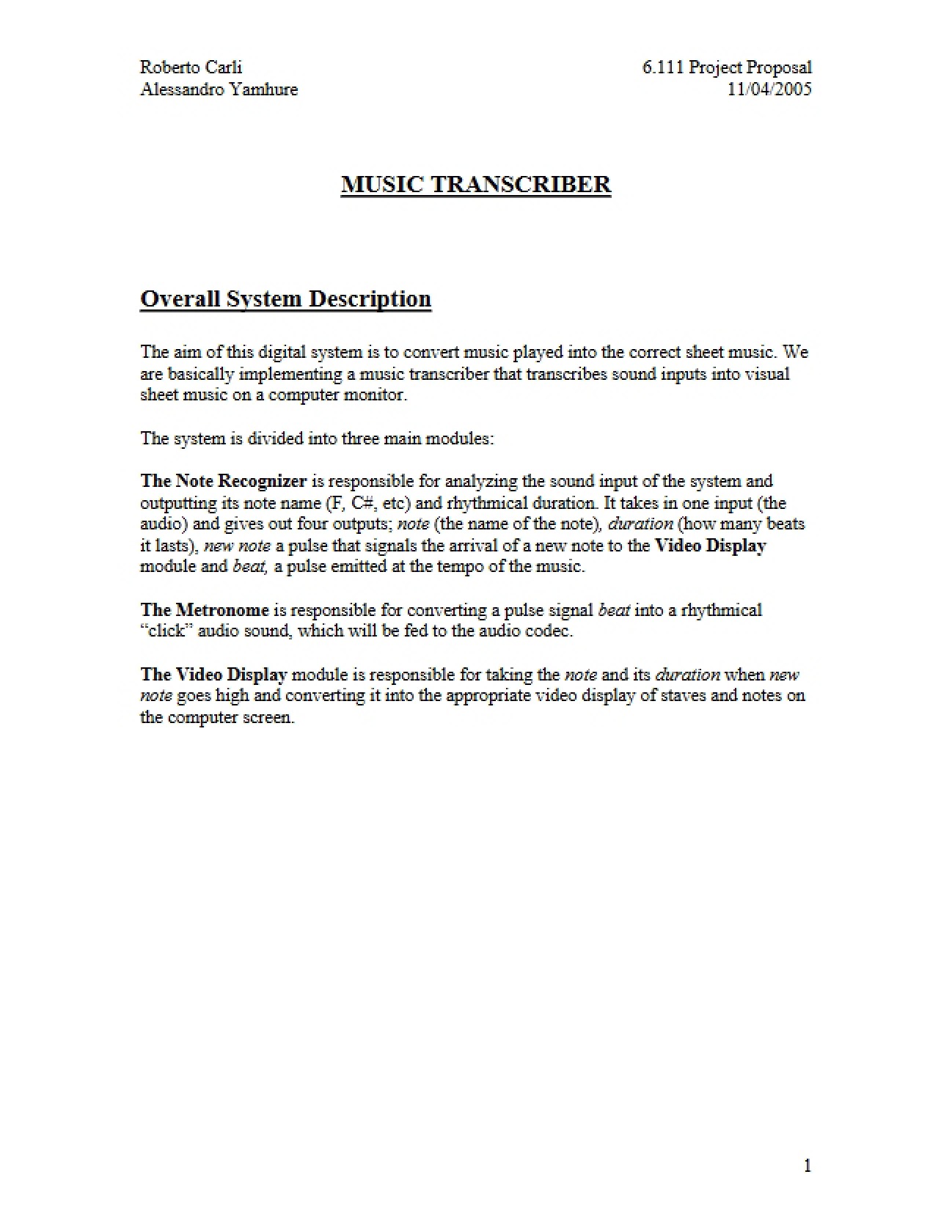 System for Music Transcription