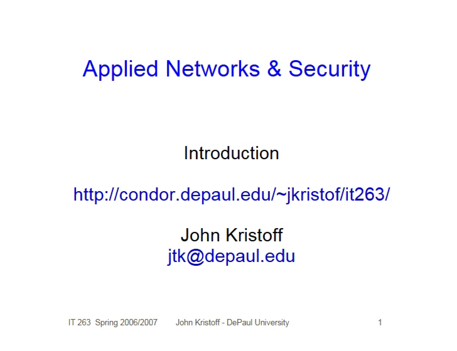 Networks and Security (Applied)
