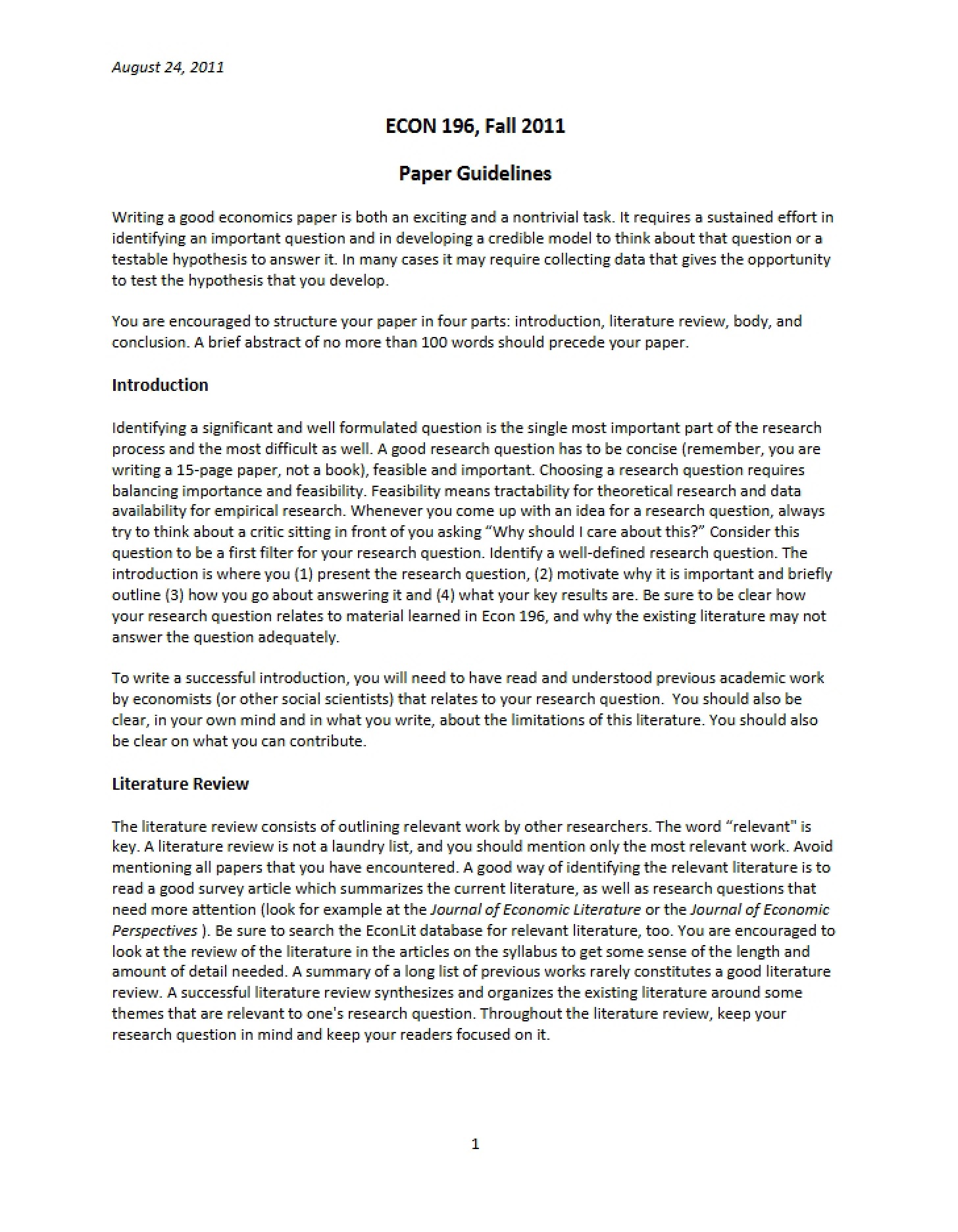 Guidelines for Paper