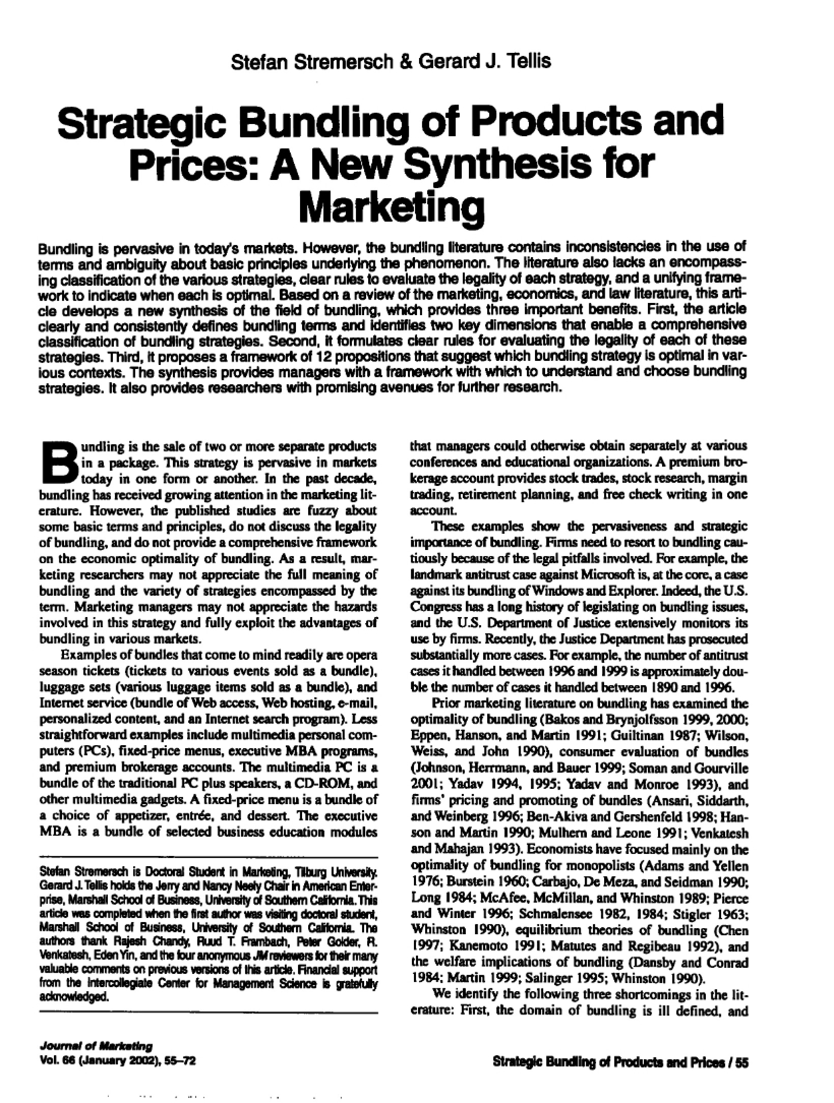 Bundling Strategy