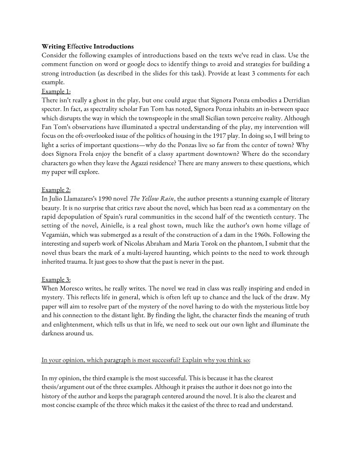 Writing Introductions Effectively